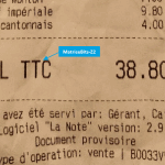 MatriceBits-Z2 utilisé sur le reçu du restaurant