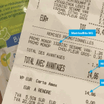 La série de polices MatriceBits-M1 a été appliquée sur un ticket de supermarché MONOPRIX