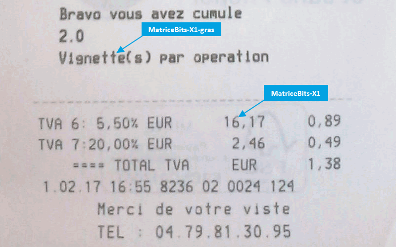 MatriceBits-X1 est utilisée pour imprimer les reçus des supermarchés Carrefour